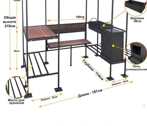 Мангал-беседка Лофт с печью 