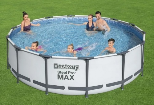 Каркасный бассейн Bestway Steel Pro Max 56950 с фильтр-насосом лестницей и тентом