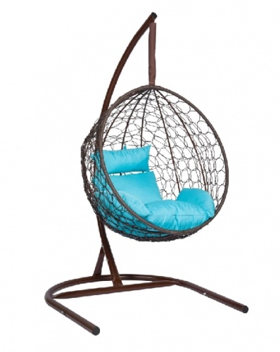 Подвесное кресло Скай 02 коричневый подушка голубой 