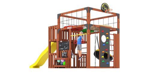 Детская площадка для дачи Савушка КУБ-3 Махагон с подушками