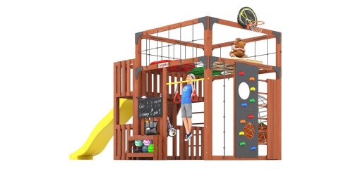 Детская площадка для дачи Савушка КУБ-3 Махагон с подушками и коконом