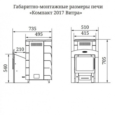 Печь для бани Термофор Компакт 2017 Carbon Витра антрацит