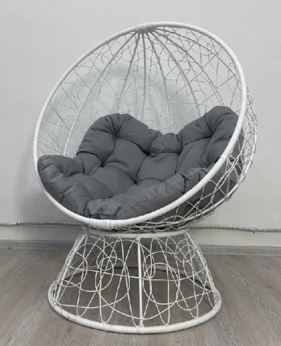 Кресло-шар для отдыха LUNA белый подушка серый