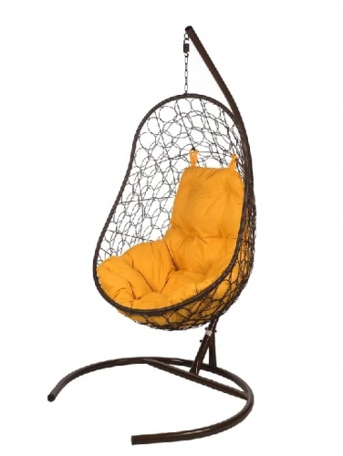 Подвесное кресло Овальное коричневый подушка оранжевый 