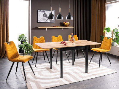 Стол обеденный SIGNAL FLIP раскладной дуб артизан черный 