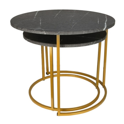 Стол журнальный МеталлАрт М001 черный мрамор золото 