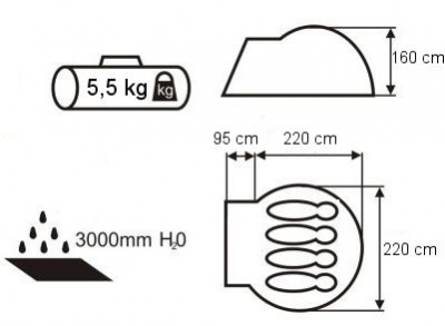 Палатка туристическая Acamper VEGA 4-х местная 3000 мм green