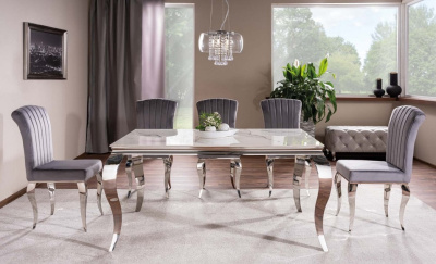 Стол обеденный SIGNAL PRINCE CERAMIC белый Calacatta хром 