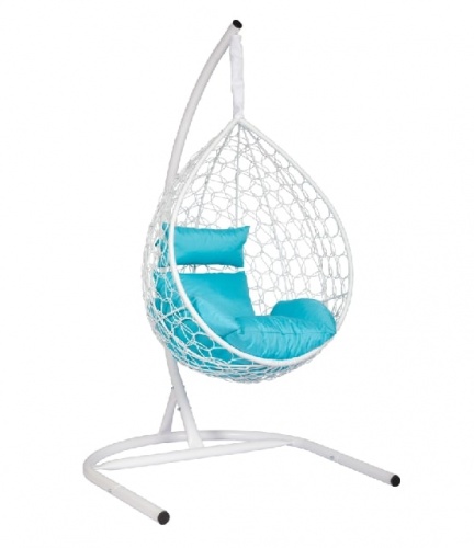 Подвесное кресло Скай 01 белый подушка голубой 