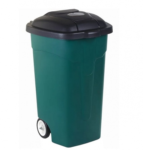 Бак для мусора 105 л на колёсах темно-зеленый/черный