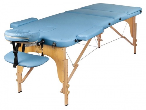 Массажный стол 70 см складной 3-с деревянный светло-голубой