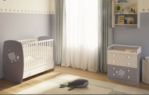 Комод Polini Kids French 1580 Teddy белый/серый 