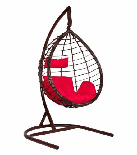 Подвесное кресло Скай 04 коричневый подушка красный 