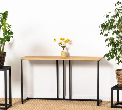 Стол-консоль Лиссабон дуб золотой металл черный 