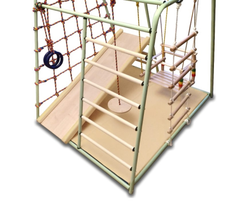 Детский игровой комплекс Вертикаль Веселый Малыш MAXI фисташковый горка мягкий бортик