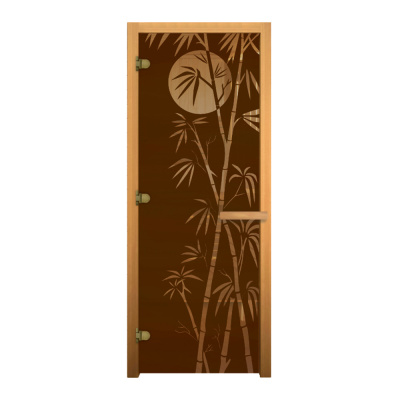 Дверь для бани Бронза БАМБУК 190х70 (8мм, 3 петли 710) (ОСИНА) левая