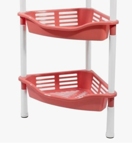 Этажерка угловая с корзинками Krita 4-х секц. коралл