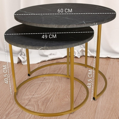 Стол журнальный МеталлАрт М001 черный мрамор золото 