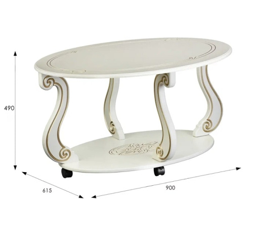 Стол журнальный Овация М на колёсах слоновая кость 