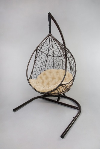 Кресло подвесное СИРИУС темно-коричневый подушка–бежевый 