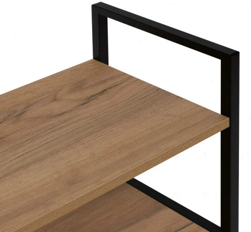 Стеллаж Leset Стилвуд 23 широкий 3 полки черный дуб крафт золотой 