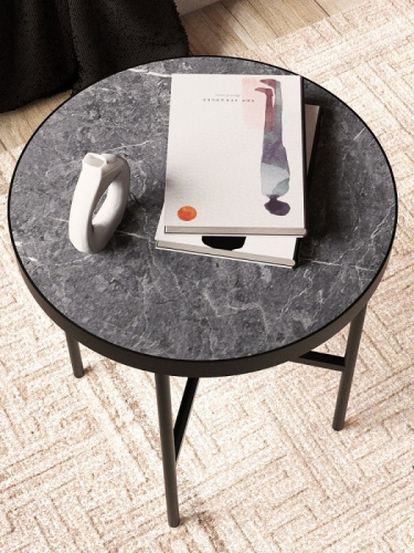 Стол журнальный МеталлАрт М011 малый черный мрамор 