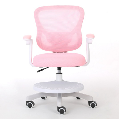 Кресло с регулировкой высоты Calviano Comfy розовое с подножкой 