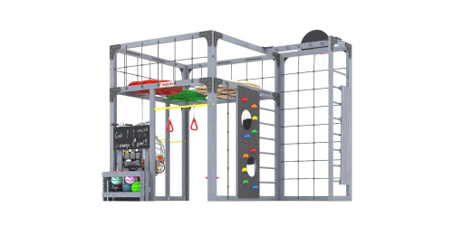 Детская площадка для дачи Савушка КУБ-2 Серый с подушками и коконом