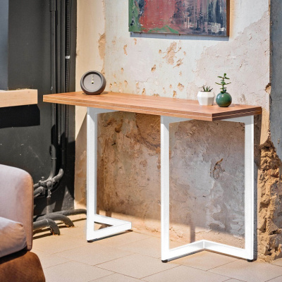 Стол-консоль Арлен 3 дуб золотой металл белый 