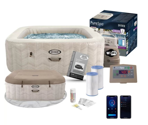Бассейн-джакузи Intex PureSpa Chevron Deluxe (195x195x71 см)
