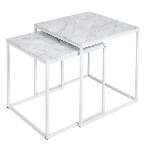 Стол журнальный МеталлАрт М002 белый мрамор 