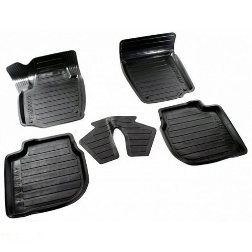 Коврики салона резиновые с бортиком для Skoda Rapid Черные 