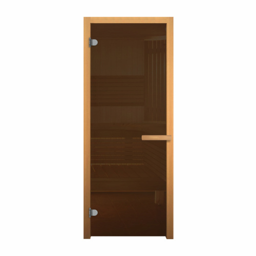 Дверь для бани стеклянная Бронза Матовая 2010х810мм (6мм) Осина 