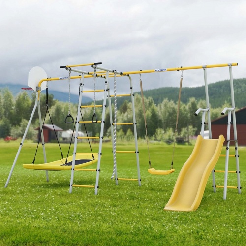 Дачный комплекс Romana Лесная поляна 3 PRO с горкой 900 мм комплект №3 серый жёлтый