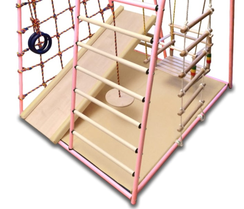 Детский игровой комплекс Вертикаль Веселый Малыш MAXI розовый горка мягкий бортик