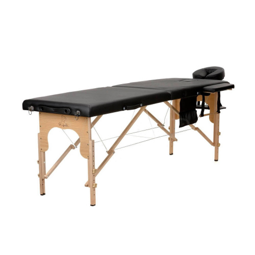 Складной 2-х секционный деревянный массажный стол RS BodyFit черный 60 см
