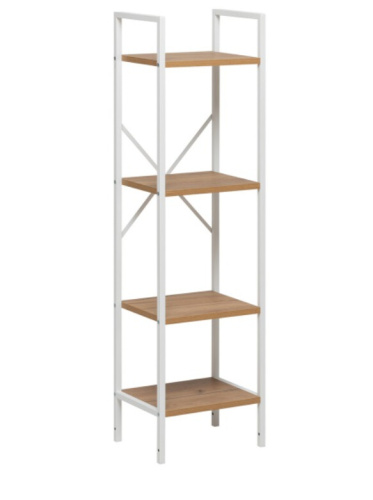 Стеллаж Leset Стилвуд 14 узкий 4 полки белый дуб крафт золотой 