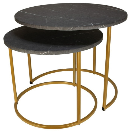 Стол журнальный МеталлАрт М001 черный мрамор золото 