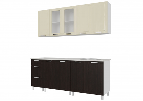 Кухонный гарнитур SV-мебель Геометрия (1,8 м) 720 Ваниль/Дуб Венге/Корпус белый 