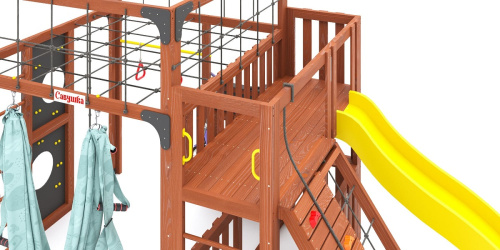 Детская площадка для дачи Савушка КУБ-3 Махагон с гамаком для йоги