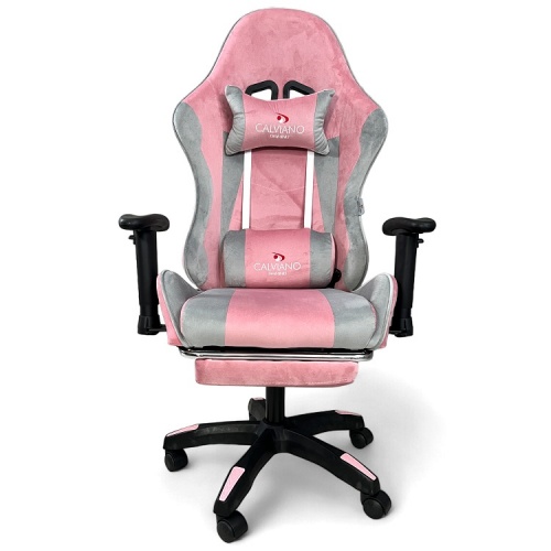 Вибромассажное кресло Calviano 1585 серо-розовый велюр 