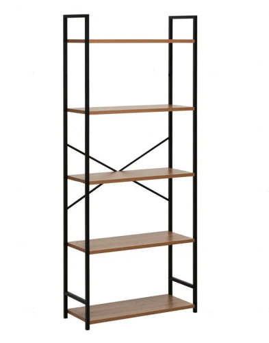 Стеллаж Leset Стилвуд 25 широкий 5 полок черный орех лион светлый 