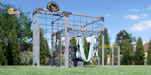 Детская площадка для дачи Савушка КУБ-2 Серый с гамаком для йоги