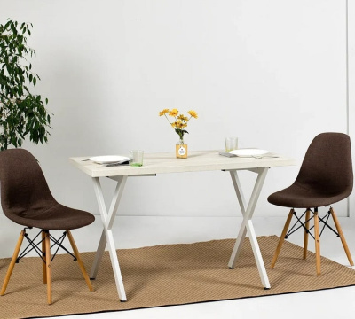 Стол Хьюстон 160х80 дуб белый металл белый 