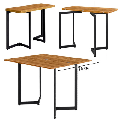 Стол-консоль Арлен 3 дуб золотой металл черный 