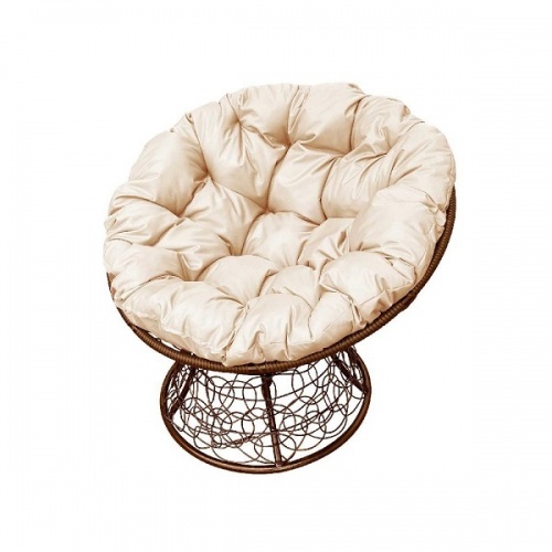 Кресло Papasan коричневый, цвет подушки бежевый