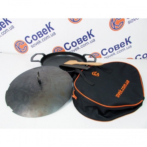 Сковорода дисковая 30 см с крышкой и сумкой