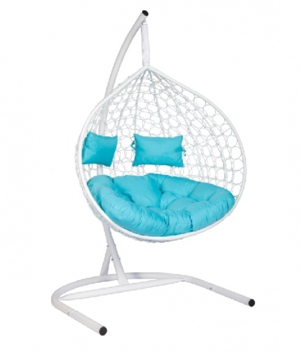 Подвесное кресло Скай 03 белый подушка голубой 
