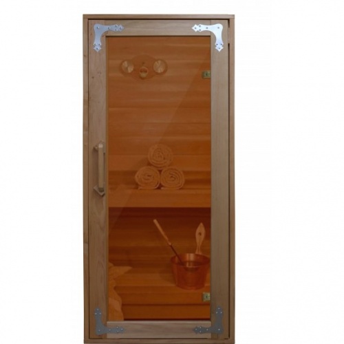 Дверь для бани 700х1900 ComfortProm деревянная со стеклом бронза прозрачная