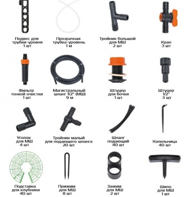 Капельный полив Жук для клубники от емкости 40 растений